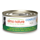 Almo Nature HQS Complete poulet mijoté et légumes, repas équilibré idéal pour chiens sensibles.