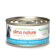 Pâtée HQS Almo Nature Maquereau en bouillon, protéine facile à digérer pour chats délicats.