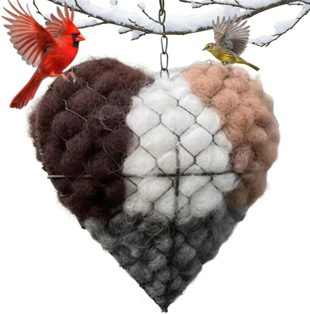 Nid cœur Alpaga : abri chaleureux prêt à accrocher pour petits oiseaux.