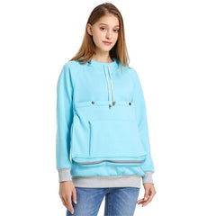 ALYC pull-porte-chat-chien bleu, poche intégrée pour transporter votre animal durant la balade.