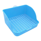 Amakunft bac litière petit animal carré avec grille bleu, nettoyage facilité.
