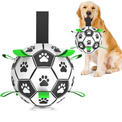Balle Amasiver de football pour chien avec anse, idéale pour fetch.
