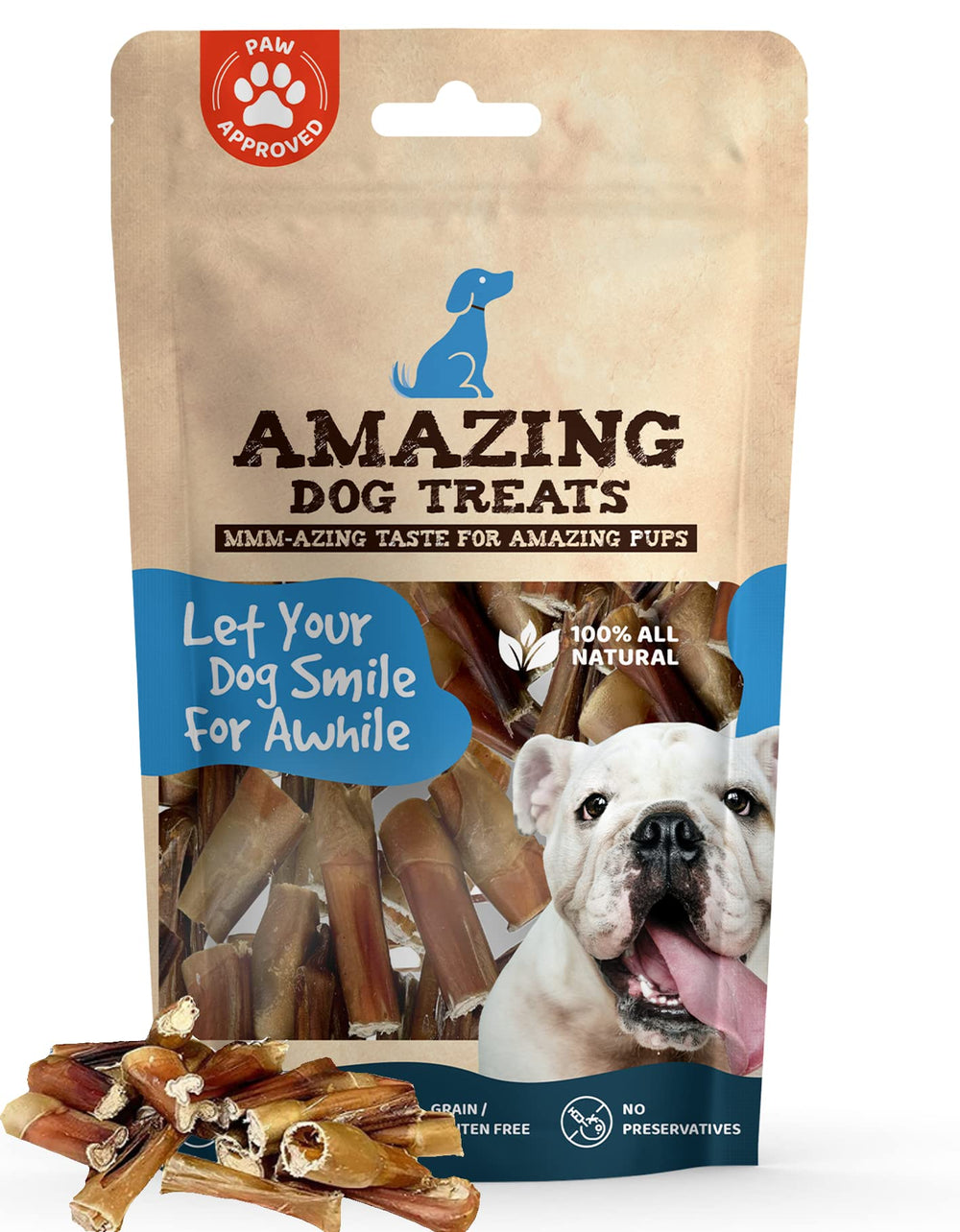 Amazing Dog Treats Bully Stick Bites 2lb sac: bouchées protéinées et digestibles.