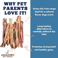 Amazing Dog Treats oesophage boeuf pour chien, portion de 6 pouces adaptée à la mastication longue.