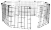 Barrière d’exercice Amazon Basics à 8 panneaux, pliable et noire, pour chiens miniatures.