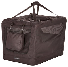 Amazon Basics cage-transport chien pliable, ouverture haute pour accès facile en déplacement.