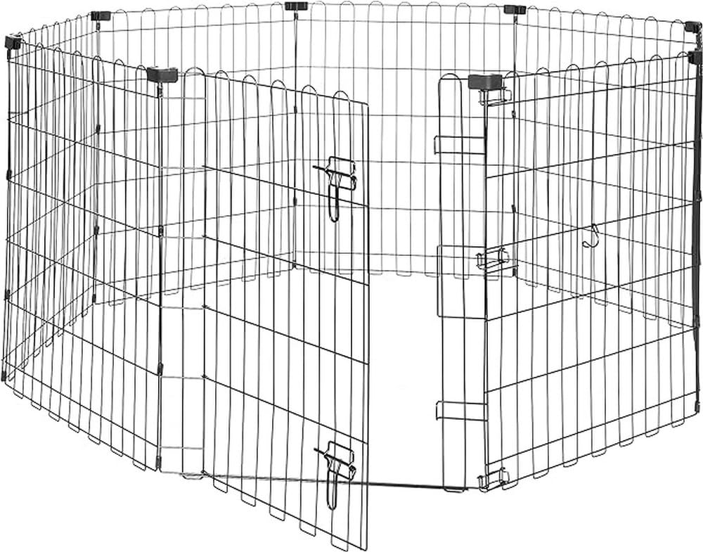Enclos Amazon Basics octogonal noir pour chien, parfait pour intérieur.
