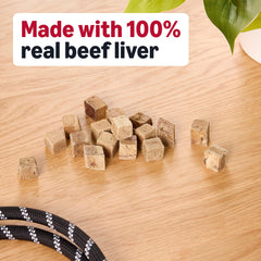 Texture crounante des friandises foie boeuf seche Amazon Basics pour chien.