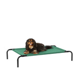 L’amazon-basics-lit-chien affiche un cadre métallique vert et respirant.