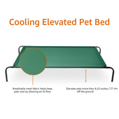 Couleur vert durable du lit Amazon Basics, design discret et robuste.
