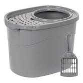 Amazon Basics Bac à litière avec hauts murs gris, limite les éclaboussures.