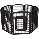 Parc pour chien octogonal Amazon Basics avec porte, idéal pour espaces intérieurs et extérieurs.