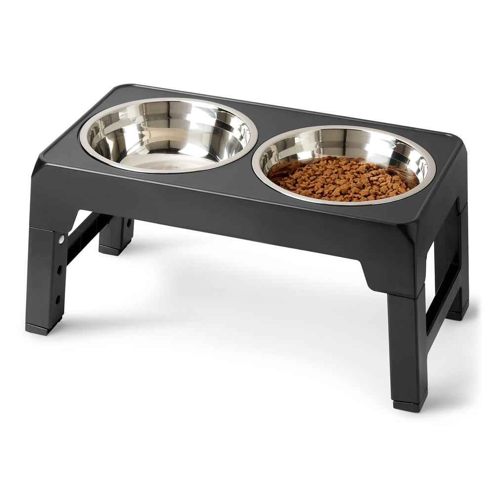 Amazon Basics support-eleve-chien avec hauteurs ajustables et bols inox, posture confortable.