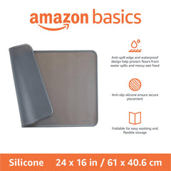 tapis amazon basics pour bols animaux, 24x16 pouces, gris.