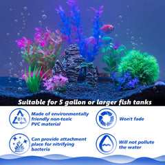 Ameliade Aquarium – Plante artificielle courte verte 3, variété et couleur.