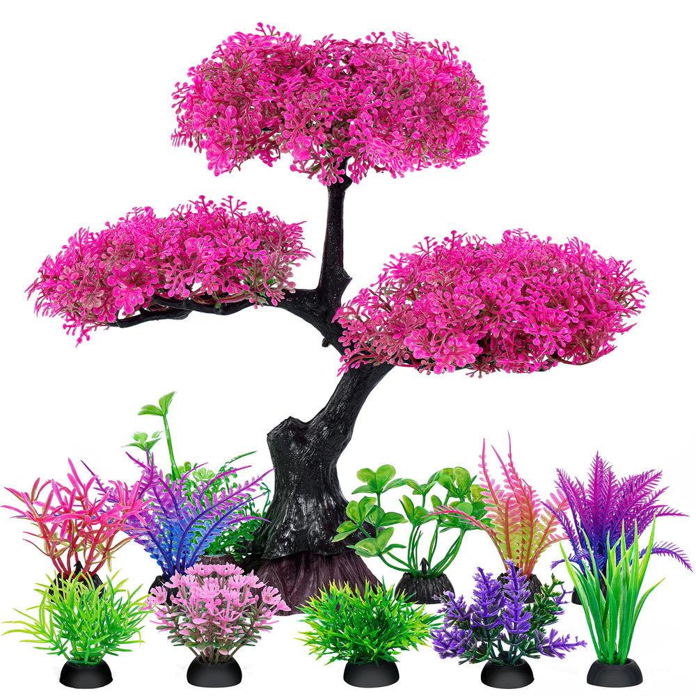 Ameliade arbre cerisier en fleurs rose pour aquarium, décor vivant et facile d'entretien.