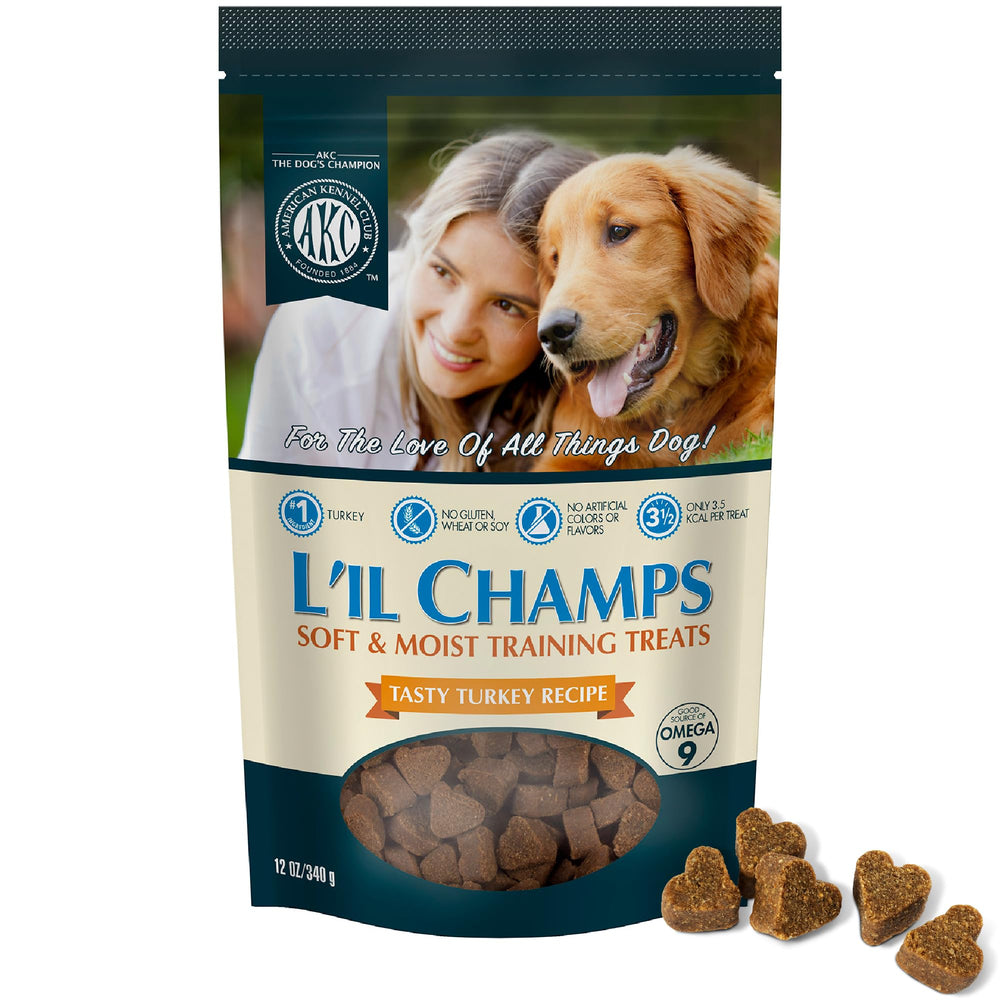 Friandises Lil Champs AKC à base de dinde, récompense idéale pour l'entraînement.