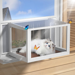 AMZOSS catio fenêtre cadre bois noix et mailles anti-insectes