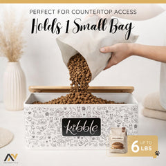 A&N Essentials design minimaliste avec étiquettes croquettes, friandises et os à mâcher