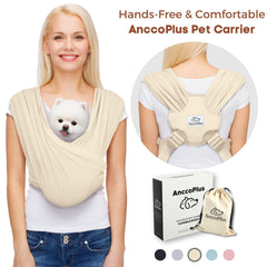 AnccoPlus porte-chat mains-libres beige, pratique en ville pour vos sorties.