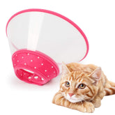 Le collier conique Andiker pour chat rose translucide avec bord rembourré pour plus de confort.