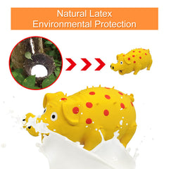 Structure dentée en latex jaune du jouet Andiker, destinée à aider à nettoyer les dents et gencives.