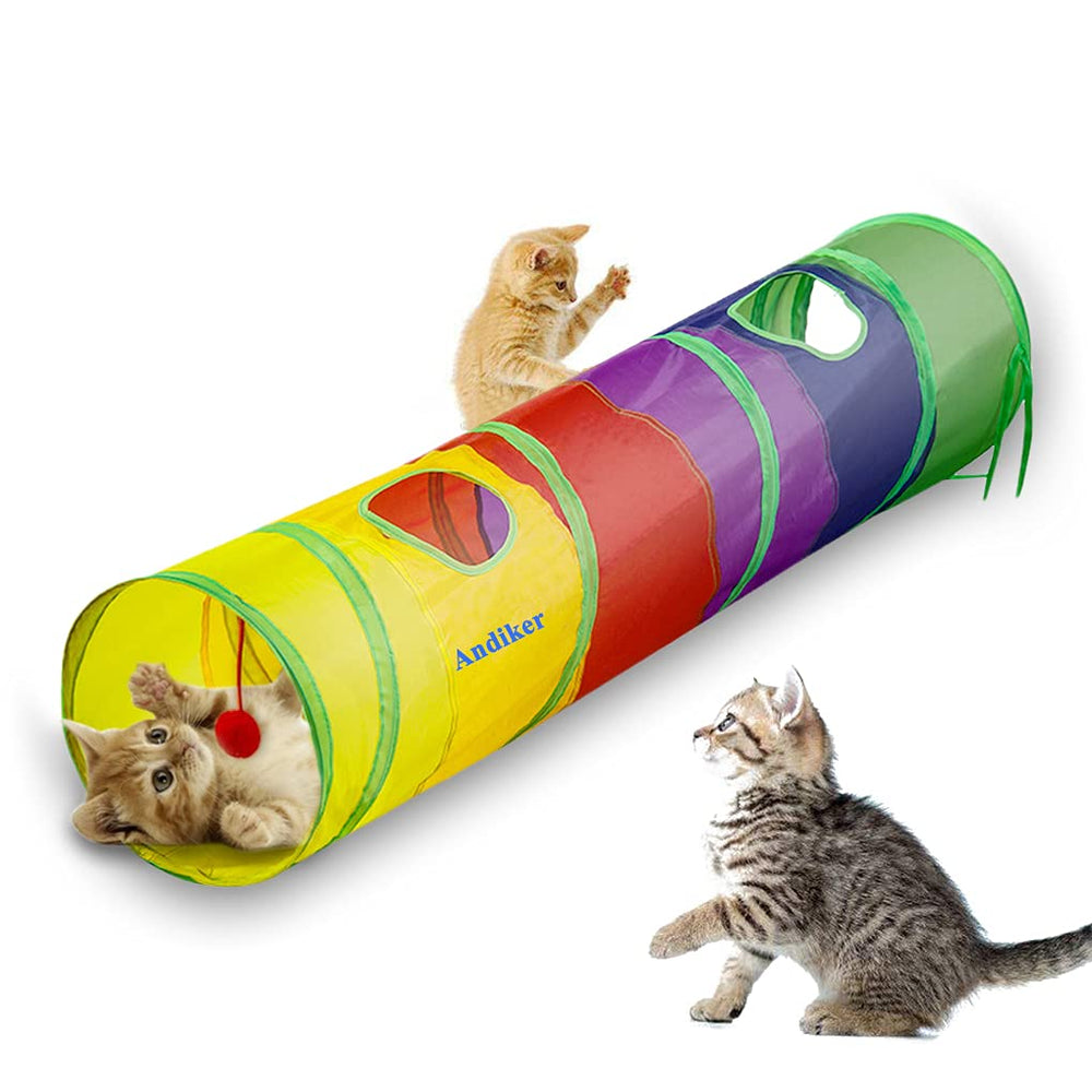 Tunnel Andiker arc‑en‑ciel 45 po avec balle, stimulation ludique et exercice.