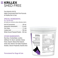 Emballage Krillex Shed-Free Chews Animal Pharmaceuticals, pratique et facile à utiliser.