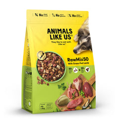 emballage Animals Like Us RawMix50, présentation pratique pour démarrer un régime cru.