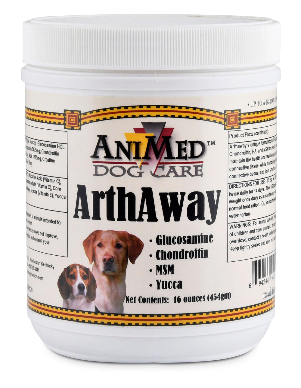ANIMED Arthaway en poudre pour chiens, soutien des articulations pour l'arthrite et la dysplasie.