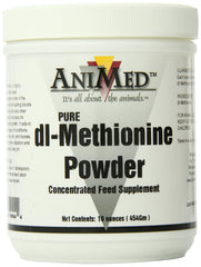 AniMed Dl-Methionine Pure pour chevaux — bouteille prête à l'emploi et facilité d'ajout dans la ration.