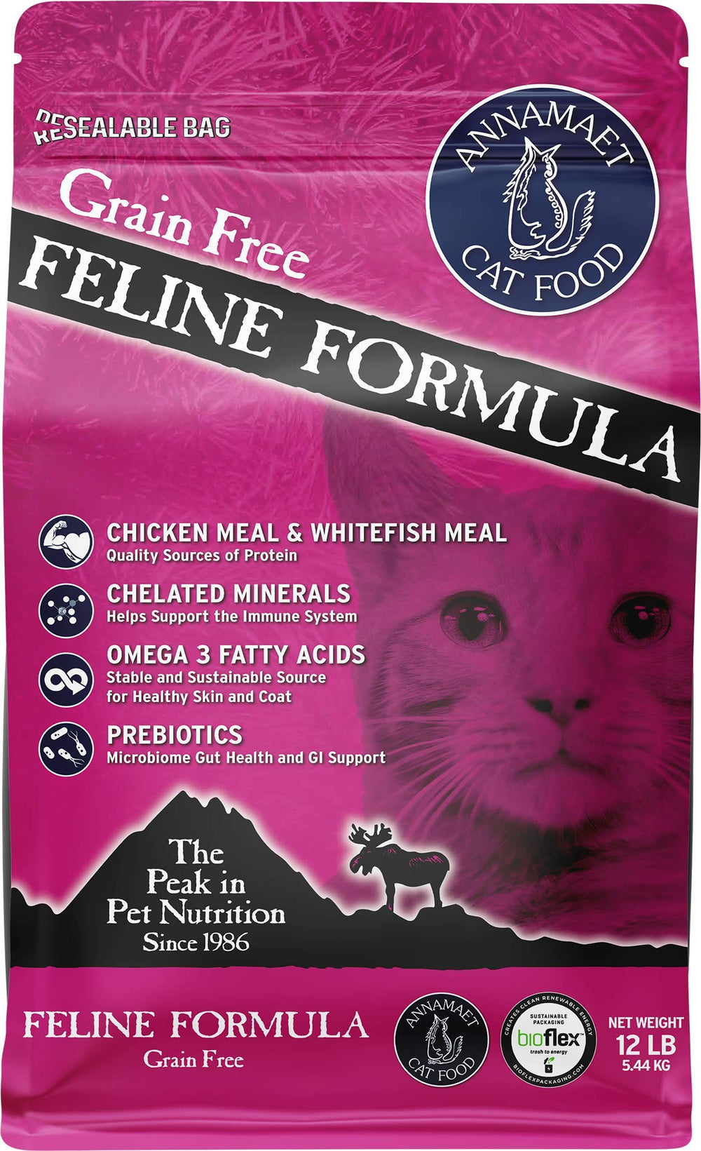 Annamaet GrainFree Feline croquettes poulet et poisson, texture croustillante et nutrition complète