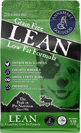 Annamaet Lean grain-free sac 5lb croquettes poulet et canard pour chien équilibré