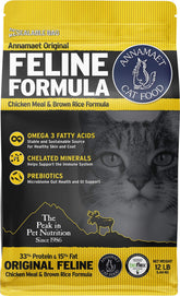 Annamaet Formule Féline – granulés poulet-riz, texture croustillante et appétence élevée.