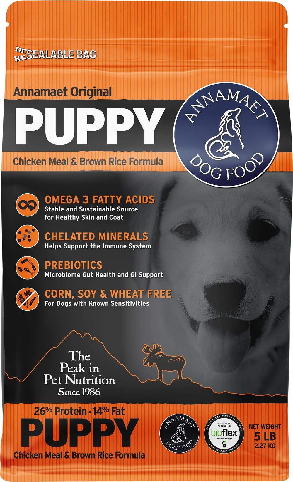 Annamaet Original Puppy, sac croquettes, repas pratique et appétent pour chiots.