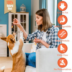 Friandise sans cereales Annika canard patate douce, digeste pour chiens sensibles.