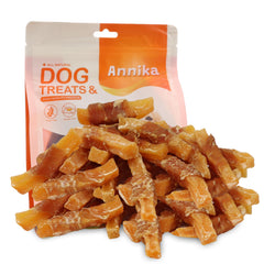 Friandises Annika poulet enrobé patate douce, texture savoureuse pour une mastication prolongée.