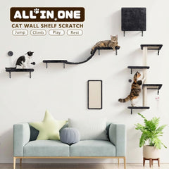 Poteau sisal multi-niveaux ANWA, griffoir robuste pour chats actifs et joueurs.