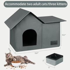 Abri chat pliable Anysiny avec bol et mat doux amovible.