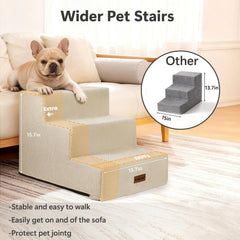 Escalier Aodisman pour chien 4 étapes beige, idéal pour meubles moyens.