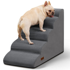 Aodisman escaliers 5 marches gris : accès facilité au lit pour chiens et chats.