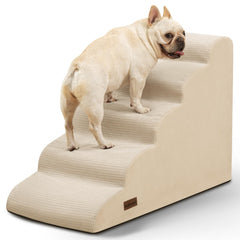 Aodisman Escaliers 5 Étages sur lit beige, accès facilité pour animaux.