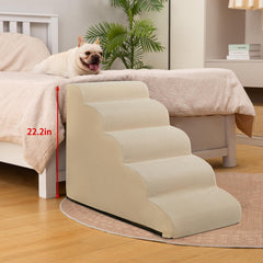 Rampe beige Aodisman pour chien et chat, base antidérapante sécurisée.