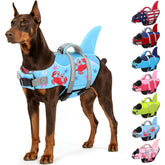 Gilet AOFITEE pour chien, visuel requin et flottabilité améliorée pour la natation.