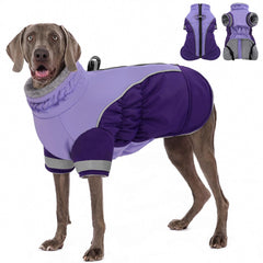 Manteau AOFITEE pour chien: dos zippé, harnais intégré, violet, pratique pour balades hivernales.