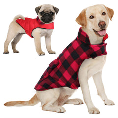 Manteau AOFITEE pour chien plaid rouge, chaleur et protection.