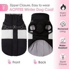 Manteau AOFITEE chien avec fermeture éclair dorsale facile et garde-poil.