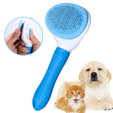 Brosse slicker Aogeili autonettoyante avec poignée ergonomique pour un brossage facile.