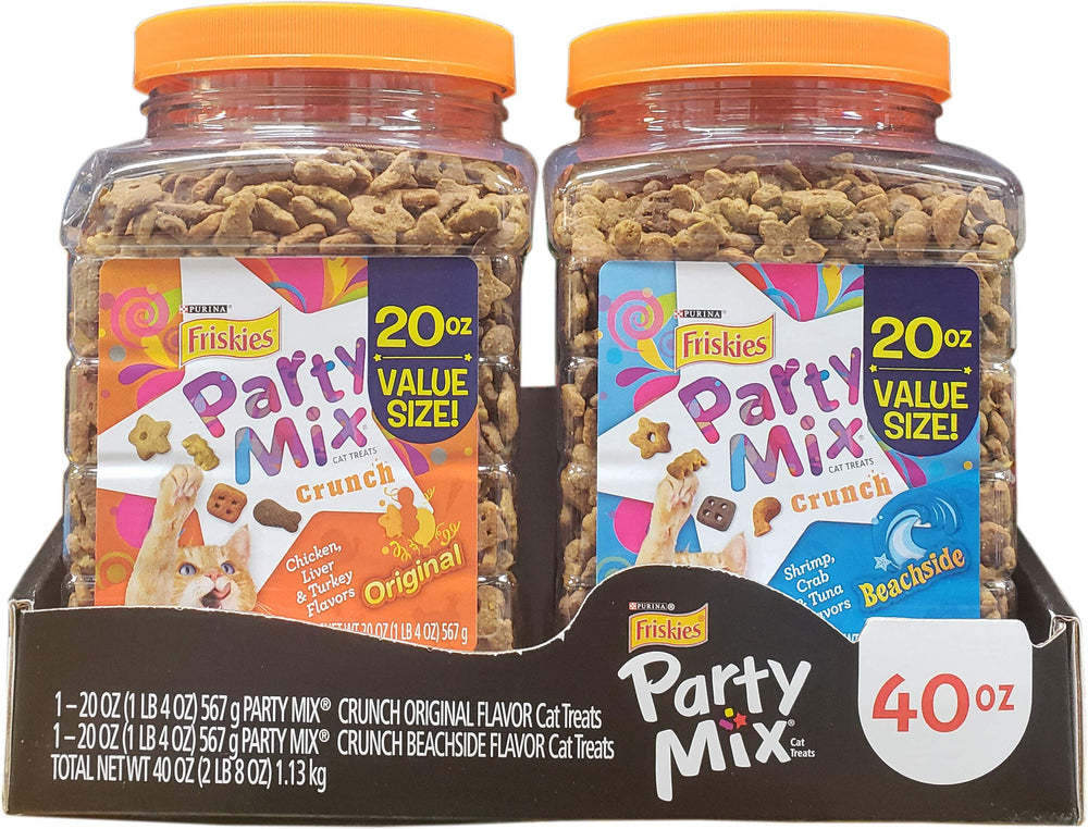 AONELAS Friskies Party Mix 2 paquets, friandises croustillantes pour chats, récompenser pendant le jeu.