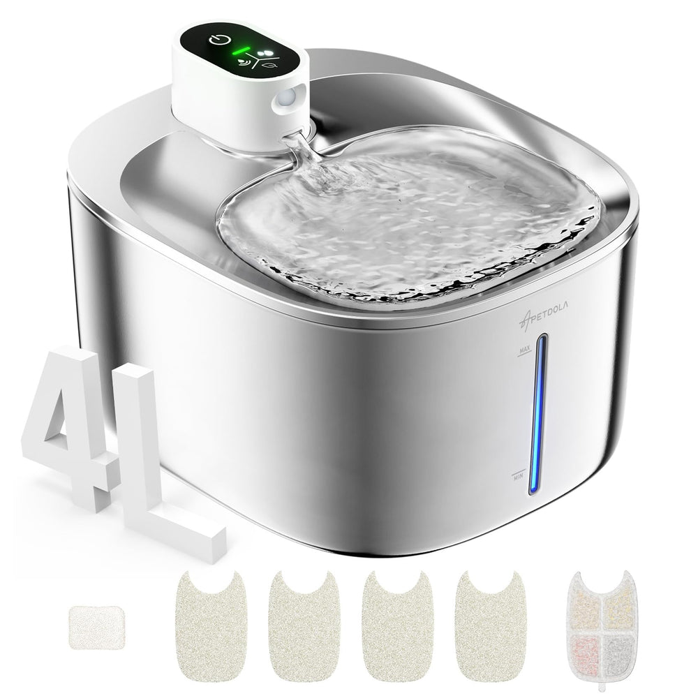 Fontaine APD APETDOLA en inox 4L pour chats, eau fraîche.
